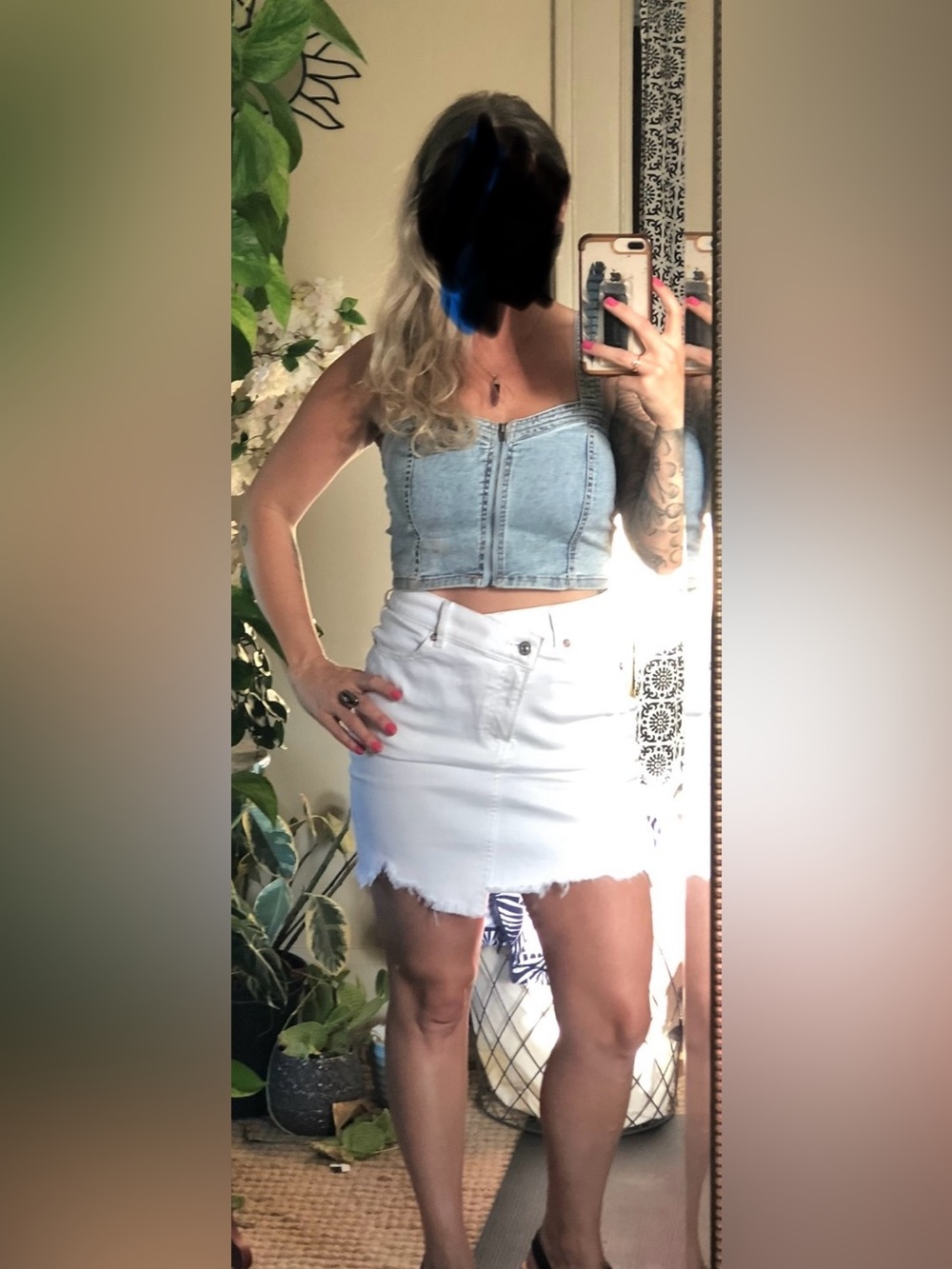 White jean skirt